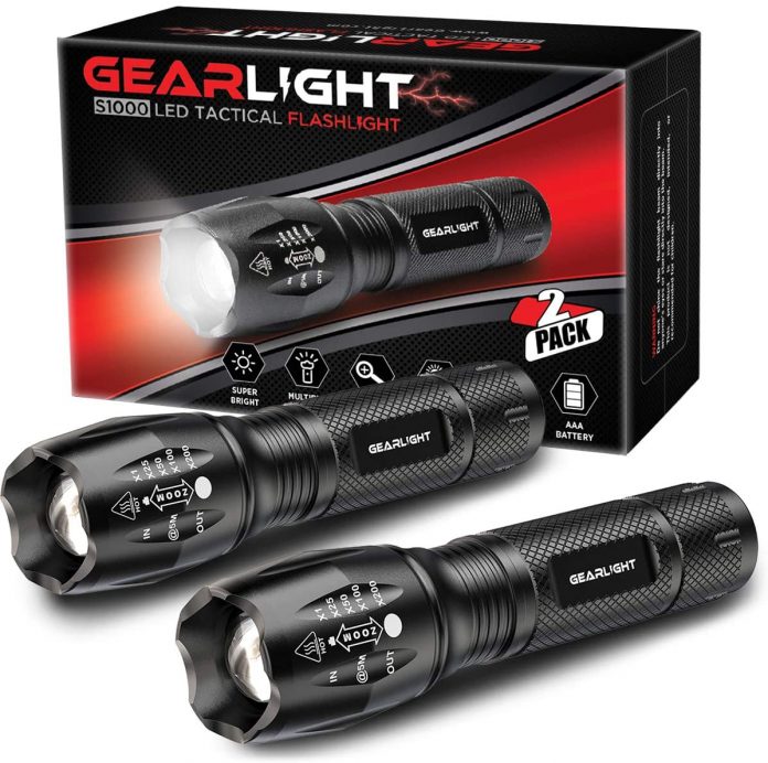 best GearLight LED Tactical Flashlight S1000 [2 Pack] - High Lumen backpacking flashlight